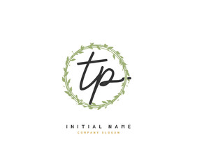 T P TP Beauty vector initial logo, handwriting logo of initial signature, wedding, fashion, jewerly, boutique, floral and botanical with creative template for any company or business.
