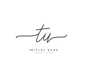 T U TU Beauty vector initial logo, handwriting logo of initial signature, wedding, fashion, jewerly, boutique, floral and botanical with creative template for any company or business.