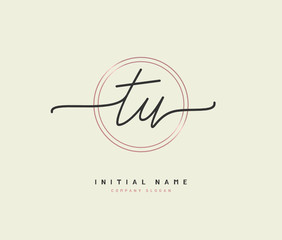 T U TU Beauty vector initial logo, handwriting logo of initial signature, wedding, fashion, jewerly, boutique, floral and botanical with creative template for any company or business.