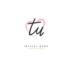 T U TU Beauty vector initial logo, handwriting logo of initial signature, wedding, fashion, jewerly, boutique, floral and botanical with creative template for any company or business.
