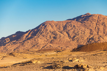 View of Arabian desert and mountain range Red Sea Hills in Egypt