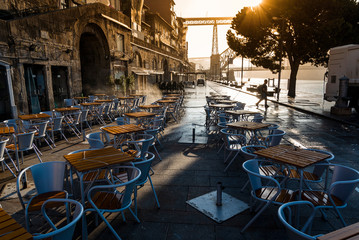 Naklejka premium Porto city street in morning light.