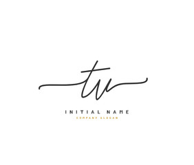 T V TV Beauty vector initial logo, handwriting logo of initial signature, wedding, fashion, jewerly, boutique, floral and botanical with creative template for any company or business.