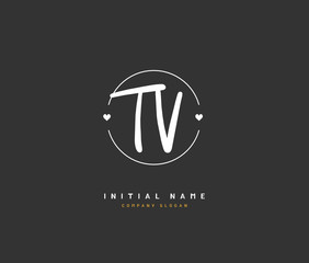 T V TV Beauty vector initial logo, handwriting logo of initial signature, wedding, fashion, jewerly, boutique, floral and botanical with creative template for any company or business.