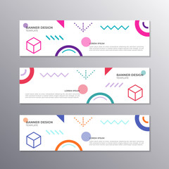 Banner with minimal design, cool geometric memphis background