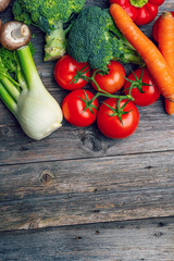 differentvegetables on wooden table
