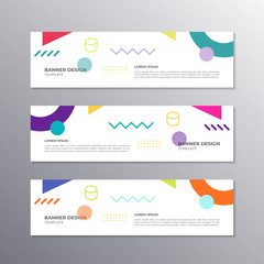 Banner with minimal design, cool geometric memphis background