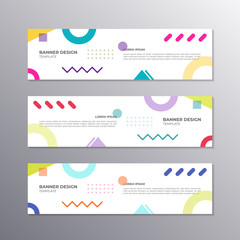Banner with minimal design, cool geometric memphis background