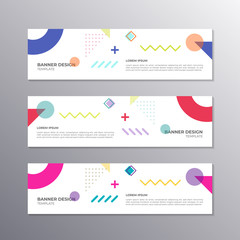 Banner with minimal design, cool geometric memphis background