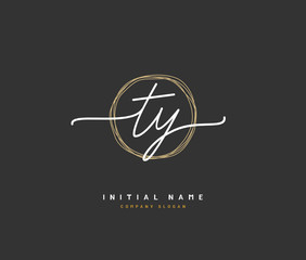 T Y TY Beauty vector initial logo, handwriting logo of initial signature, wedding, fashion, jewerly, boutique, floral and botanical with creative template for any company or business.