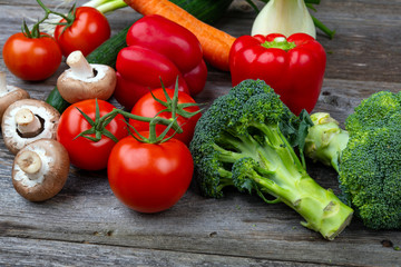 differentvegetables on wooden table
