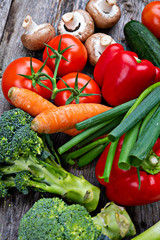 differentvegetables on wooden table