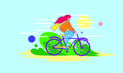 girl play riding bike