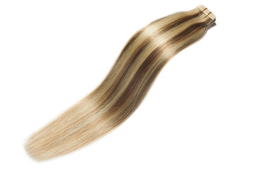 Straight tape in brown mix blonde highlights human hair extensions 