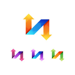 letter N arrow logo concept premium vector