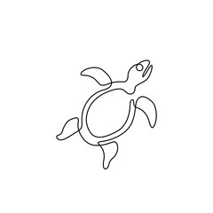 Turtle continuous line drawing, small tattoo, print for clothes and logo design, emblem or logo design, silhouette one single line on a white background, isolated vector illustration.