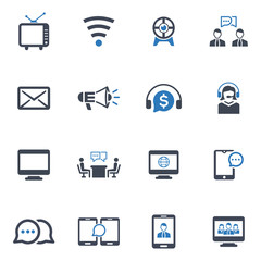 Communication and Media Icons Set - Blue Version