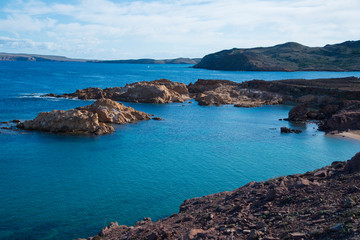 Fototapeta na wymiar Cala Pregonda, une des plus belles plages de Minorque, îles Baléares