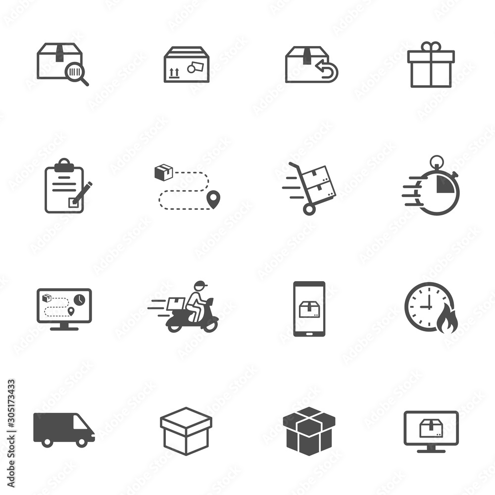 Aufkleber shipping and delivery vector icons isolated on white background. express delivery and global logisti