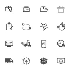 Shipping and delivery vector icons isolated on white background. Express delivery and global logistics icons for web, mobile apps and ui design