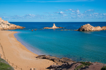 Fototapeta na wymiar Cala Pregonda, une des plus belles plages de Minorque, îles Baléares