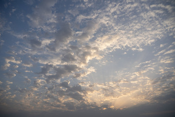 View of sky with sun rise beside ganga river.