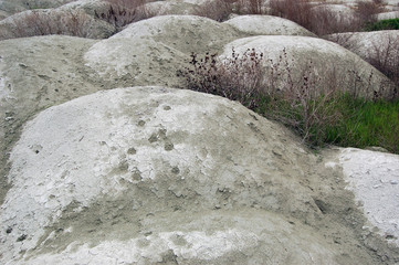 Ukrainian soil.Grungy arid land texture. Grey cracked floor surface. Ecological problem. Near...