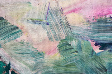 Light canvas and brush strokes. Blue-green brush strokes. Abstract background. Painting.