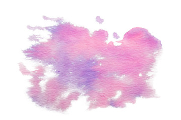Pink watercolor stain with blurry edges. White background.