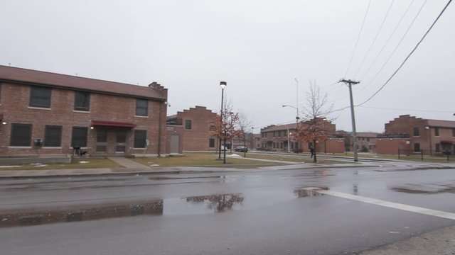 Panning shot of an intersection in Altgeld Gardens