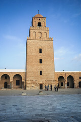 Obraz premium Kairouan, Tunisia - October 13, 2006: Courtyard of Great Mosque also known as Mosque of Uqba in Kairouan city