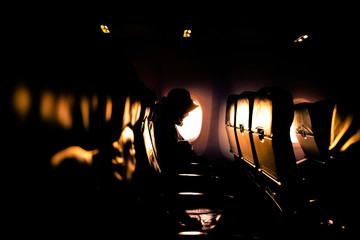 Blurred light abstract plane background, artistic beauty during air travel