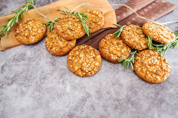 background of a pile of oatmeal cookies