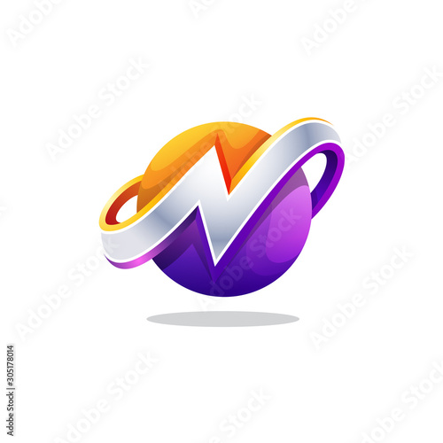 Letter N 3d Logo , Circle Letter N Logo For Your Brand Wall Mural |  Wallpaper Murals-Agung