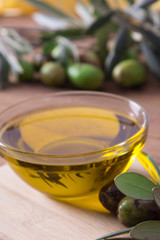 glass vessel with extra virgin olive oil