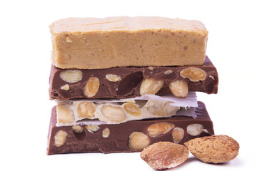 assortment of traditional Christmas nougat isolated