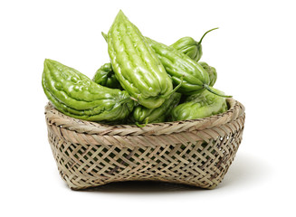 Bitter melon , Bitter gourd on white background