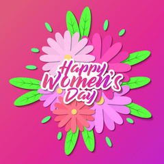 stock vector International women's day paper cut style, flower background templates for card, poster, flyer and other users
