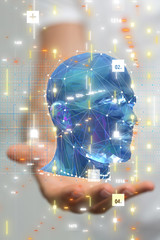 Human head cyber mind digital technology