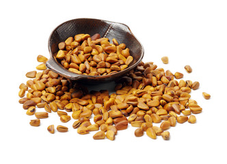 Pine nuts on white background