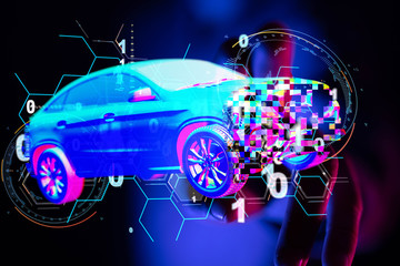 digital car technology smart in virtuel room