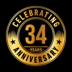 34 years anniversary celebration logo template. Thirty-four years vector and illustration.