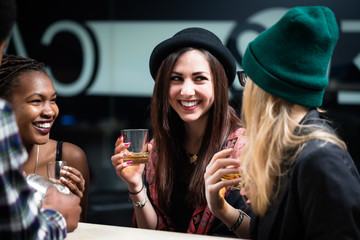 Friends enjoying the drinks in the restaurant