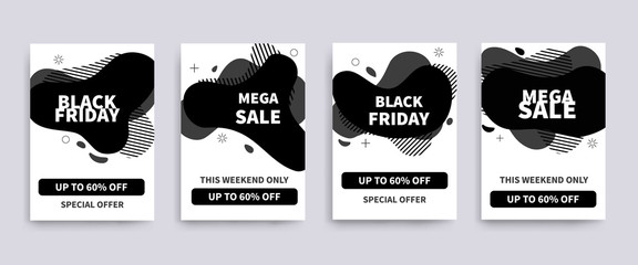Black Friday sale banners, flyers design. Vcetor