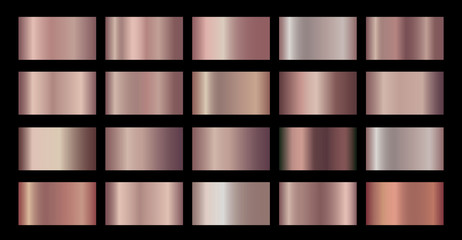 Pink, Rose Gold Vector foil texture gradients templates set
