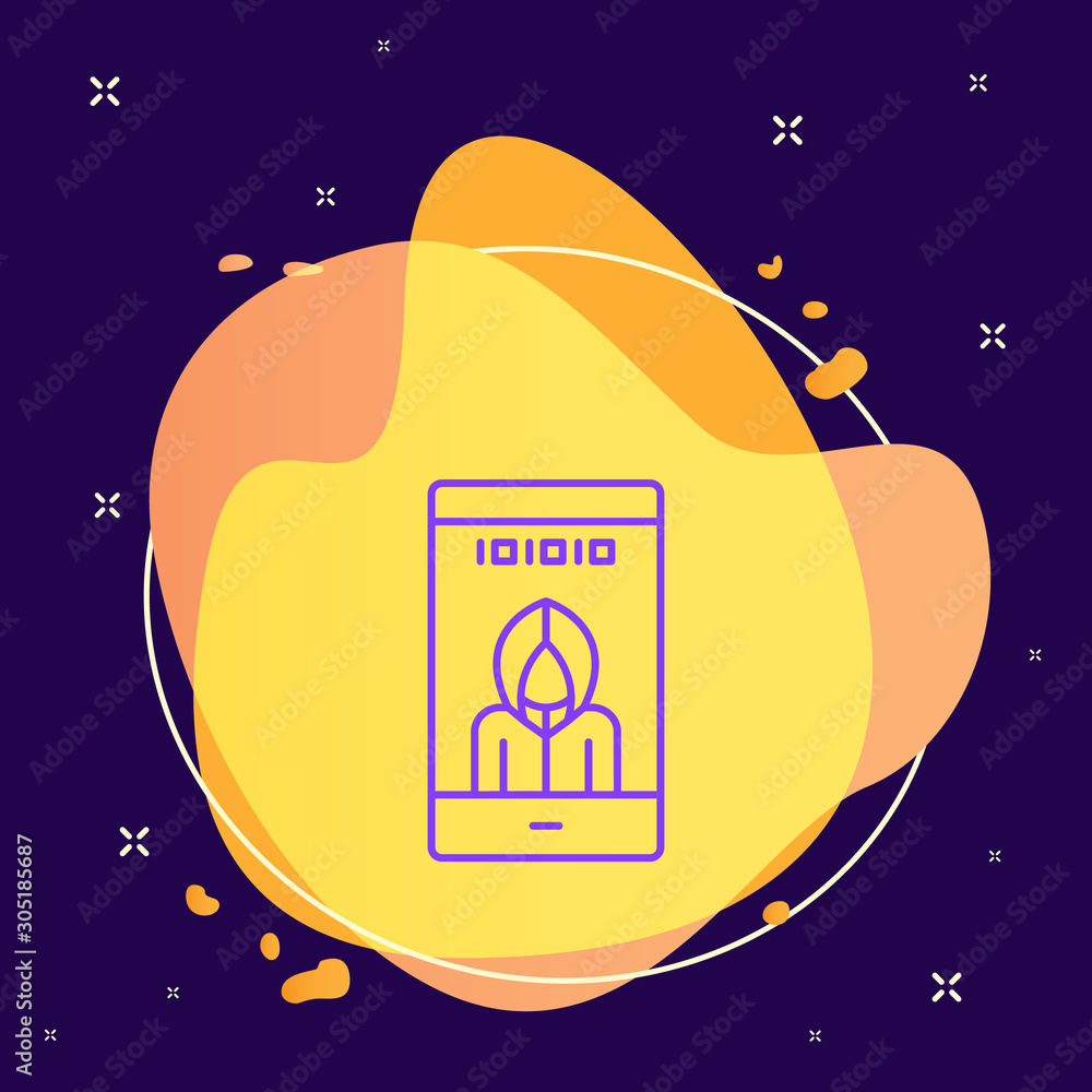 Poster online hacker code cyber robbery. vector icon. on white background
