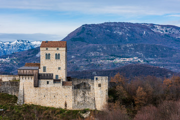 Fototapeta na wymiar Castle and fortified village of Ragogna. Middle Ages to discover. Friuli. Italy