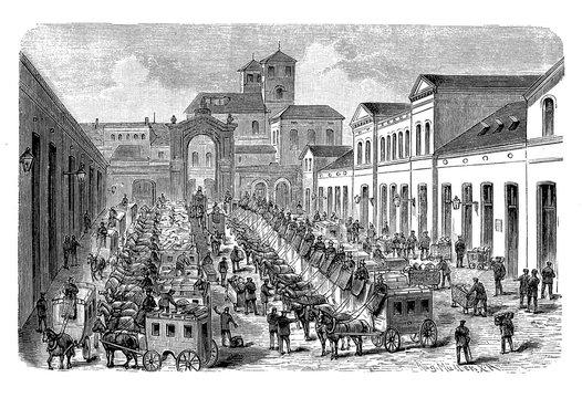 Packet post carriage departure at Berlin central post office, 19th century