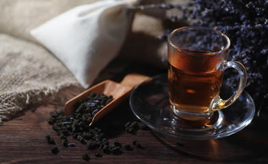 Brewed tea on a serving table