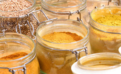 glass jar with spices for sale